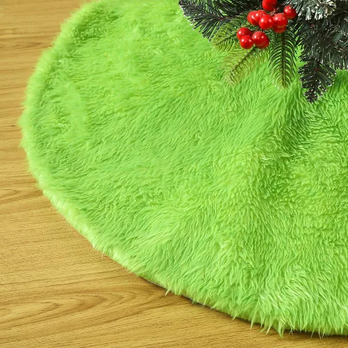 Vista 3 de Sattiyrch Falda de árbol de Navidad de piel sintética blanca de 36 pulgadas, cubierta de base de árbol de felpa suave para árbol de 4 a 5.5 pies