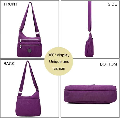 Vista 4 de Stuoye - Bolsa de nailon multibolsillos para mujer, cruzada, bolsa-monedero, para viajes