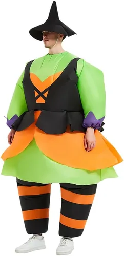 Vista 4 de Disfraz inflable para mascarada, disfraz inflable de cuerpo completo para adulto con sombrero, talla grande, divertido traje para hombres y mujeres