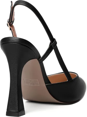 Vista 5 de WAYDERNS Zapatos de tacón alto para mujer, con correa de tobillo mate, con hebilla de moda, 4 pulgadas