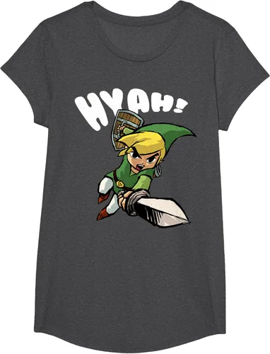 Vista 36 de Nintendo Legend of Zelda Link Hyah Poster - Camiseta pequeña Azul Marino