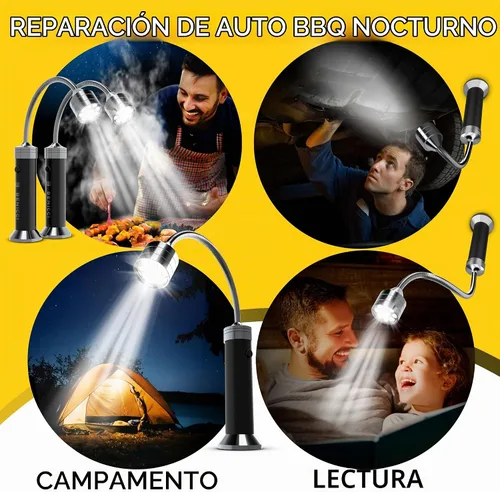 Vista 5 de Juego de 2 luces LED flexibles para parrilla, la luz perfecta para accesorios de parrilla con base magnética de 360 grados y cuello de cisne