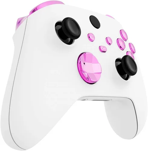 Vista 4 de eXtremeRate Replacement Buttons for Xbox Core Wireless Controller, Chrome Pink Glossy Custom LB RB LT RT Bumpers Trigers Dpad ABXY Start Back Sync