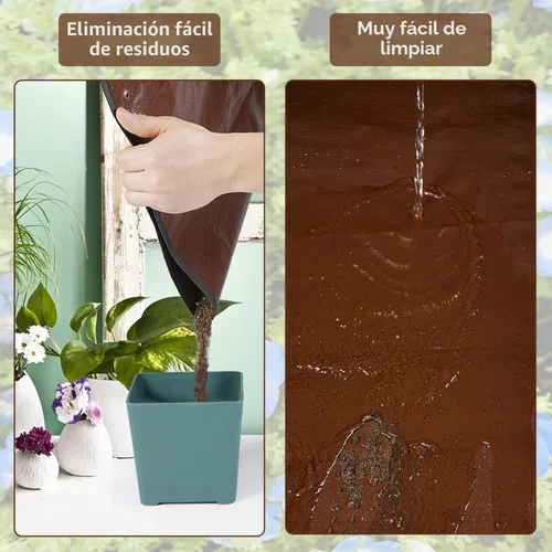 Vista 6 de Tapete de trasplante de 26.8"X26.8" para plantas de interior para controlar el desorden, tapete de bandeja de jardinería plegable e impermeable 1