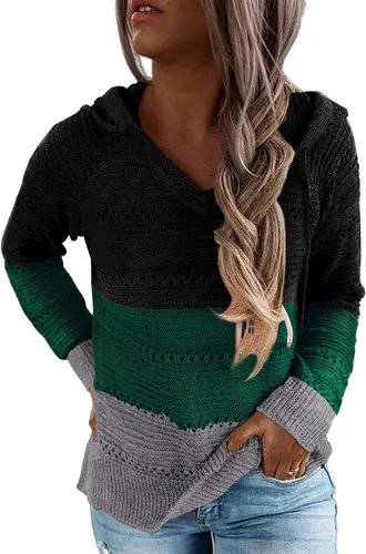 Vista 3 de Sipaya - Sudadera con capucha para mujer, diseño de bloque