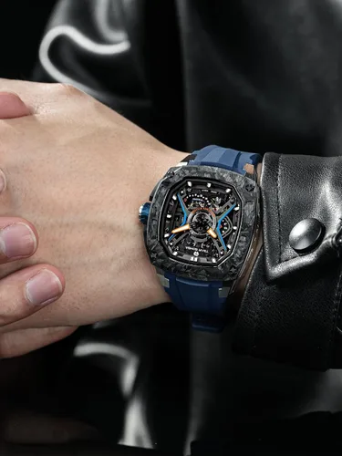 Vista 5 de TSAR BOMBA Relojes automáticos para hombre, reloj de pulsera mecánico de esqueleto de lujo para hombre, 164.0 ft, impermeable, a la moda, reloj