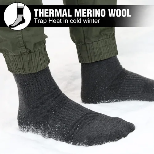 Vista 2 de KEECOW 3 pares de calcetines de senderismo de lana merino para hombres y mujeres, calcetines térmicos y cálidos para esquí, senderismo, deportes al