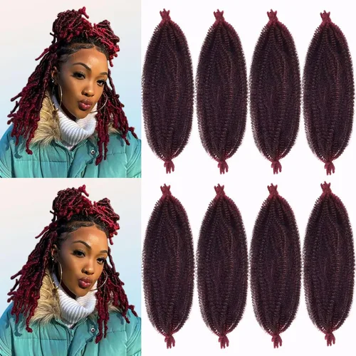 Vista 21 de Extensiones de cabello trenzado con resorte Marley Twist de 8 pulgadas, paquete de 8 para niños, cabello rizado y trenzado kinky, locs suaves