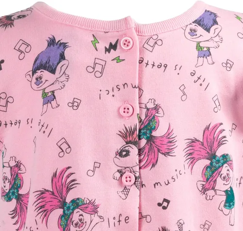 Vista 7 de DreamWorks Trolls Poppy - Mameluco sin mangas de felpa francesa para niñas pequeñas