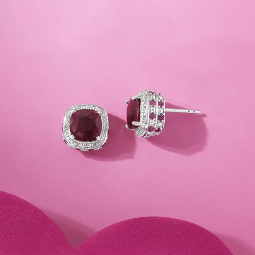 Vista 5 de Ross-Simons Gemstone and .10 ct. t.w. White Topaz Stud Earrings in Sterling Silver