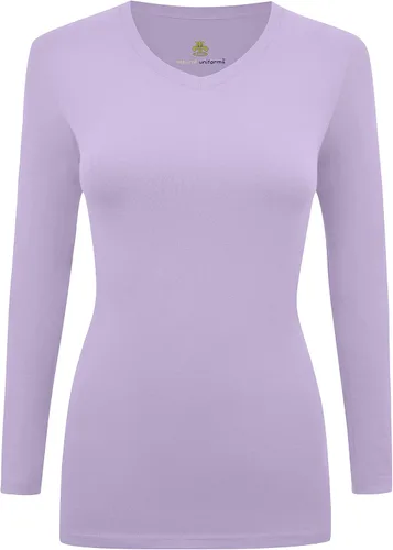 Vista 25 de Natural Uniforms - Camiseta de manga larga con cuello en V para mujer, para usar debajo de la ropa quirúrgica Aguamarina