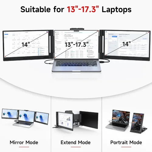 Vista 5 de AOC Extensor de pantalla para laptop de 14", monitor portátil para Negro mate