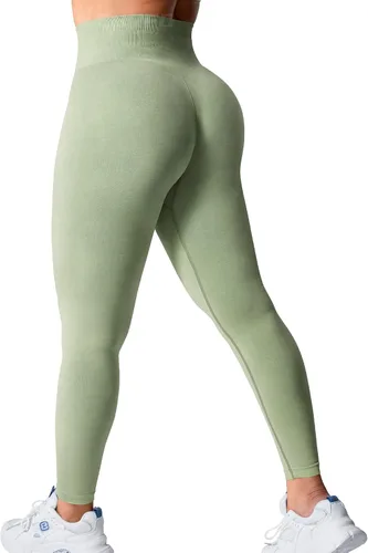 Vista 2 de YEOREO Leggings de entrenamiento sin costuras para mujer, cintura alta, levantamiento de glúteos, pantalones de yoga para gimnasio