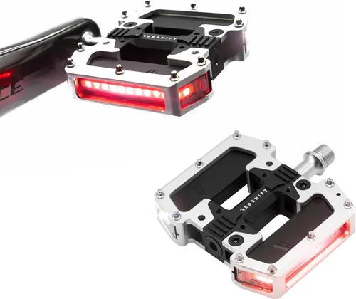 Vista 7 de REDSHIFT ARCLIGHT PRO Pedales planos de bicicleta con luces LED, encendido y apagado automático, batería de más de 36 horas, recargable por USB