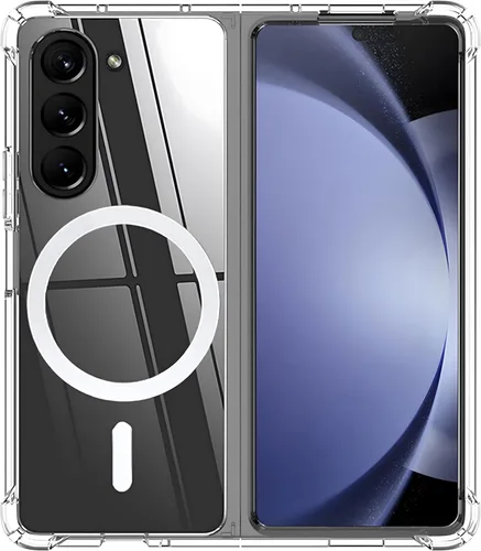 Vista 7 de Funda magnética transparente para Samsung Galaxy Z Fold 5 [compatible con accesorios MagSafe] Funda magnética delgada a prueba de golpes