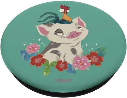 Vista 2 de Disney Moana Pua And Hei - Soporte para teléfonos y tabletas, diseño floral, Negro