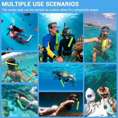 Vista 7 de SMACO Mini tanque de buceo de 0.5L - Tanque de buceo portátil con suministro de aire de hasta 10 minutos, cilindro compacto de buceo de 3000 PSI/200