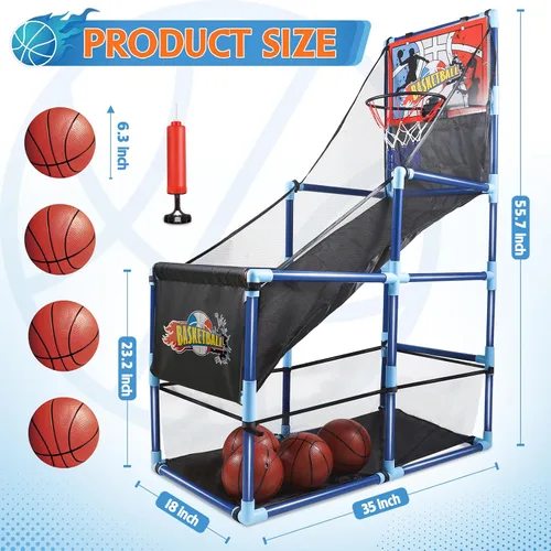 Vista 7 de OCHIDO Juego de baloncesto arcade con 4 pelotas, para niños de 3, 4, 5, 6, 7, 8, 9, 10 años y más, para niños de 3 a 5,6 a 8 años, 8 a 10 años