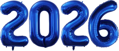 Vista 6 de GOER Globos de papel de aluminio 2026 para fiesta de Año Nuevo, suministros de fiesta, decoraciones de graduación (negro, 16 pulgadas)