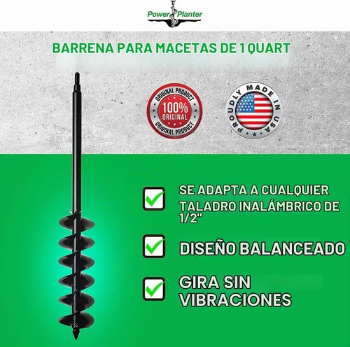 Vista 2 de Power Planter Extensión de broca de barrena, 5 x 28 pulgadas con accionamiento hexagonal antideslizante de 1/2 pulgada, taladro de jardín