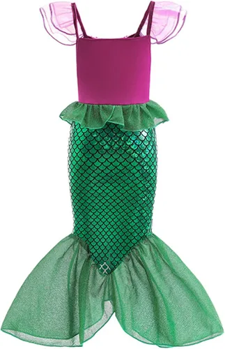 Vista 3 de Disfraz de sirena para niñas 2023, vestido de fiesta de princesa sirena