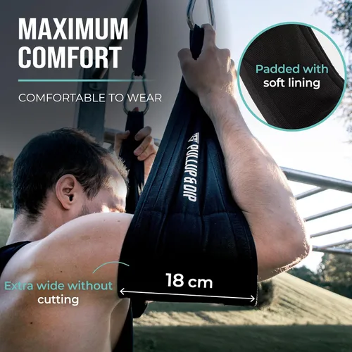 Vista 6 de PULLUP & DIP Correas abdominales, eslingas abdominales prémium para entrenamiento abdominal, correas acolchadas de entrenamiento para abdominales