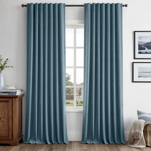 Vista 13 de MIULEE Cortinas de lino 100% opacas para dormitorio, marfil sólido, decoración de lujo, aislamiento térmico, cortinas oscurecedoras para sala