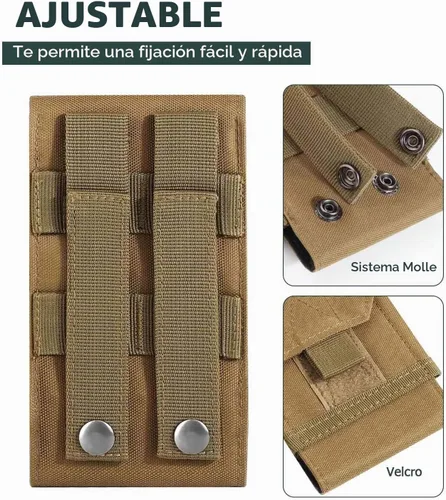 Vista 6 de Funda táctica para cinturón grande, funda de transporte Molle para menos teléfono de 6.5 pulgadas