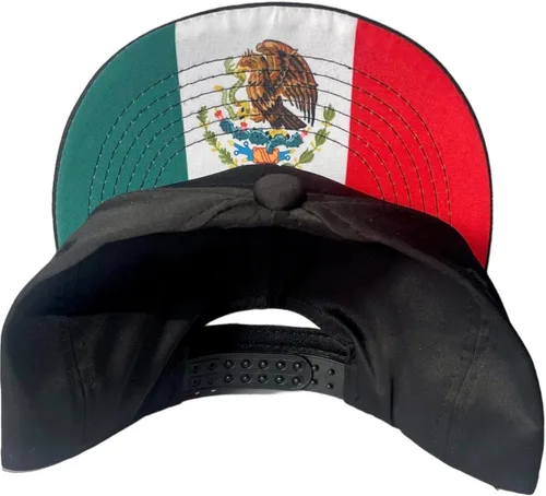 Vista 3 de Gorra ELEGGUA Bordado Negro El Snapback Con Bandera Mexicana, Negro