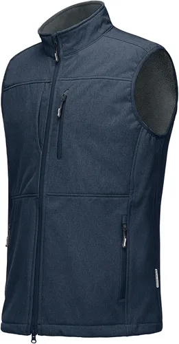 Vista 17 de Outdoor Ventures Chaleco de correr para hombre, ligero, resistente al viento, forro polar, softshell, sin mangas, para golf Verde militar