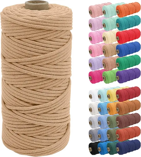 Vista 63 de JeogYong Cuerda de macramé de 0.157 in x 109 yardas, cuerda trenzada de algodón natural, cuerda de macramé para bolsas de ganchillo, colgar