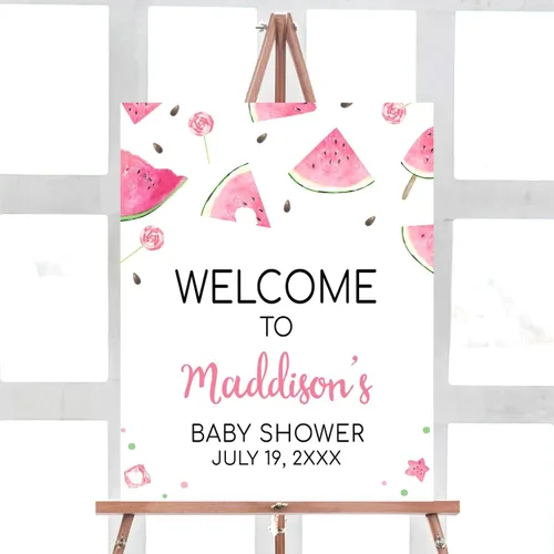 Vista 11 de Letrero de bienvenida para baby shower, personalizable, tema Berry Sweet, varios tamaños