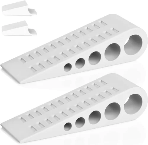 Vista 13 de HOMOTEK Paquete de 2 topes de puerta de goma con forma de cuña para puertas de puerta, protectores de pared para piso e parte inferior de la puerta