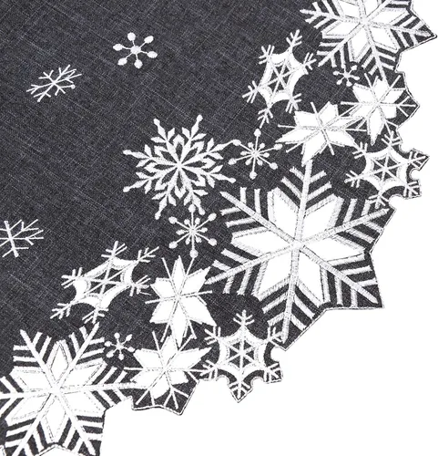 Vista 4 de Simhomsen Bufanda Bordada con Copos de Nieve para Repisa de Chimenea para Navidad (90×17 pulgadas, Gris)