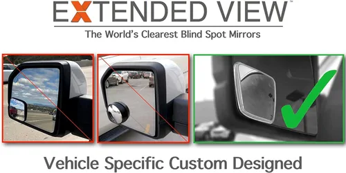 Vista 3 de NXTGEN - Espejos de punto ciego personalizados, compatibles con espejos de fábrica Ford F150 de 13ª generación 2015-2020 con BLIS Vista extendida