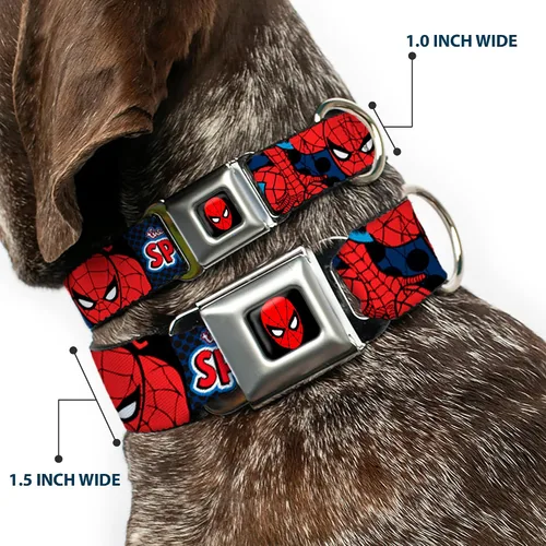 Vista 2 de Buckle-Down Collar de perro hebilla de cinturón de seguridad Amazing Spider Man, multicolor, 1.5 pulgadas de ancho - se adapta a cuello de 13-18