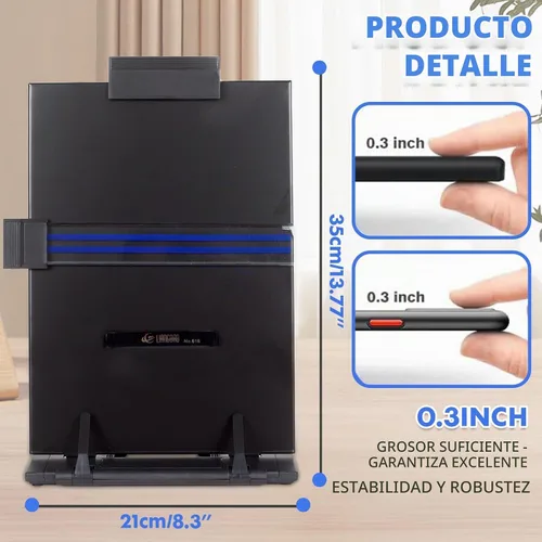 Vista 5 de Barelove Soporte de papel para documentos con 7 posiciones ajustables, soporte de papel de metal negro para escritorio al escribir para leer letras
