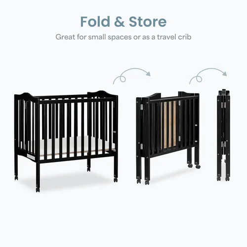 Vista 4 de Cuna lateral portátil plegable ligera 2 en 1, de Dream on Me, Cuna, Negro