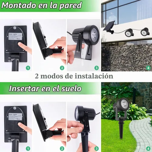 Vista 6 de T-SUNUS Luces Solares de Navidad para Exteriores Blancas 6000K IP65 Impermeables 2 en 1 Reflectores de Paisaje, Cable de 9.8 pies con Panel Separado