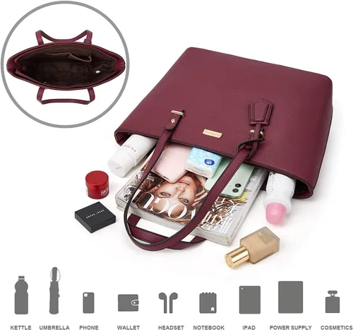 Vista 5 de Bolso de mano de moda para mujer, bolso de hombro, asa superior, juego de 4 piezas