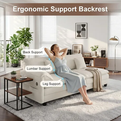 Vista 6 de KCGKCG Sofá modular seccional, cómodo sofá de nube de 108 pulgadas con otomana movible estación de carga bolsillo lateral almohada, sofás