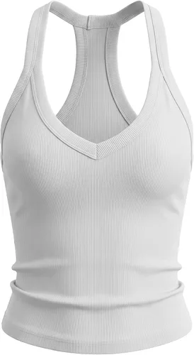 Vista 10 de Camiseta sin mangas para mujer RibKnit Racerback Cami Slim Fit Elástica