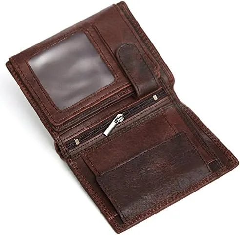 Vista 4 de Billetera RFID de cuero auténtico para hombre chocolate cartera para hombre 2021