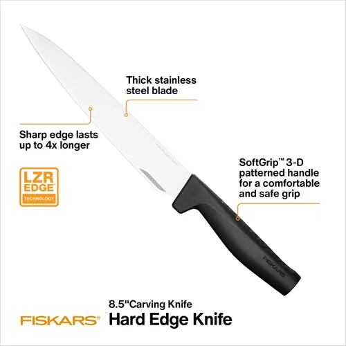 Vista 2 de Fiskars Cuchillo de tallar de 8.5 pulgadas de borde duro, hoja de acero inoxidable japonesa que se mantiene afilada para el uso diario, mango
