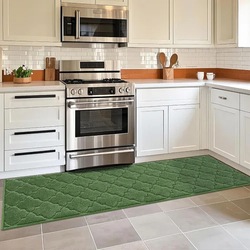 Vista 53 de COSY HOMEER Alfombras suaves de cocina [2 piezas] para el frente del fregadero súper absorbentes, tapetes y tapetes de cocina de 20 x 30 pulgadas/20