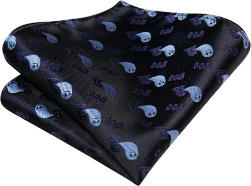 Vista 272 de Hi-Tie Corbata clásica de cachemira para hombre con pañuelo y gemelos a cuadros