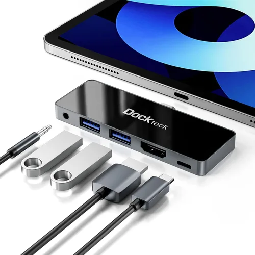 Vista 9 de Adaptador USB C Hub para iPad Pro 2021 2020 2018 11 12.9 / iPad Air 4 10.9 iPad mini6 dockteck 4 en 1 iPad Pro USB-C Hub con entrega de energía