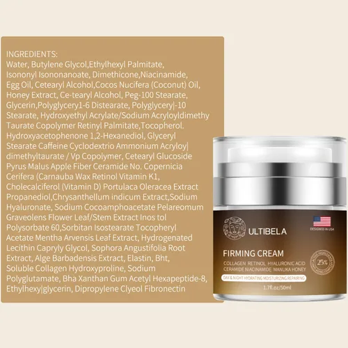 Vista 8 de Crema para tensar y levantar el cuello, crema reafirmante de hidratación profunda para el cuello con retinol, colágeno y miel, hidratante