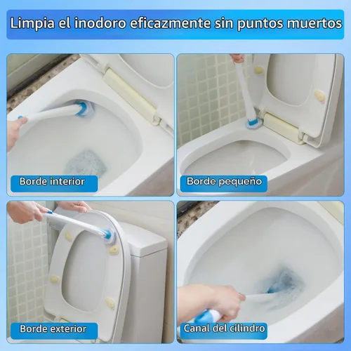 Vista 2 de Cepillo de inodoro desechable con 40 repuestos, montado en la pared, sistema de limpieza compacto de barra de baño, mango largo con organizador