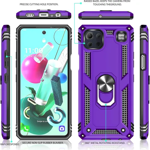 Vista 2 de Gritup Funda compatible con Pixel 7 Pro con protector de pantalla HD, [grado militar] [anillo de metal] [soporte magnético] Funda protectora Armor